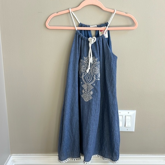 Kiddo by Katie Blue Embroidered Girls Dress Size Medium - Picture 2 of 7